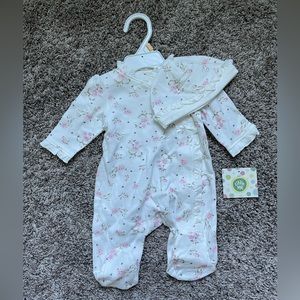 Little Me Vintage Rose Newborn Footies & Hat NWT
